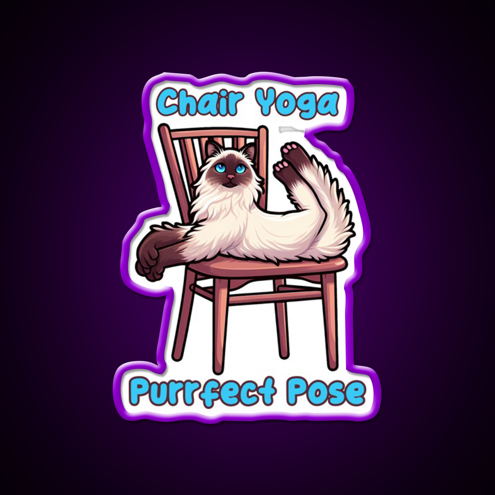 Chair Yoga Cat Pose Yoga Led Neon Sign For Wellness Space For Yogis Rgb Color