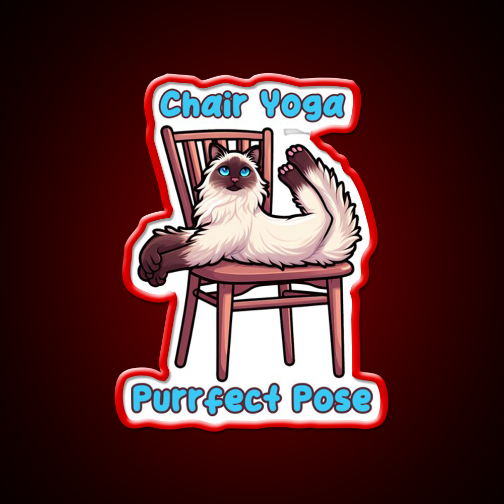 Chair Yoga Cat Pose Yoga Led Neon Sign For Wellness Space For Yogis Rgb Color