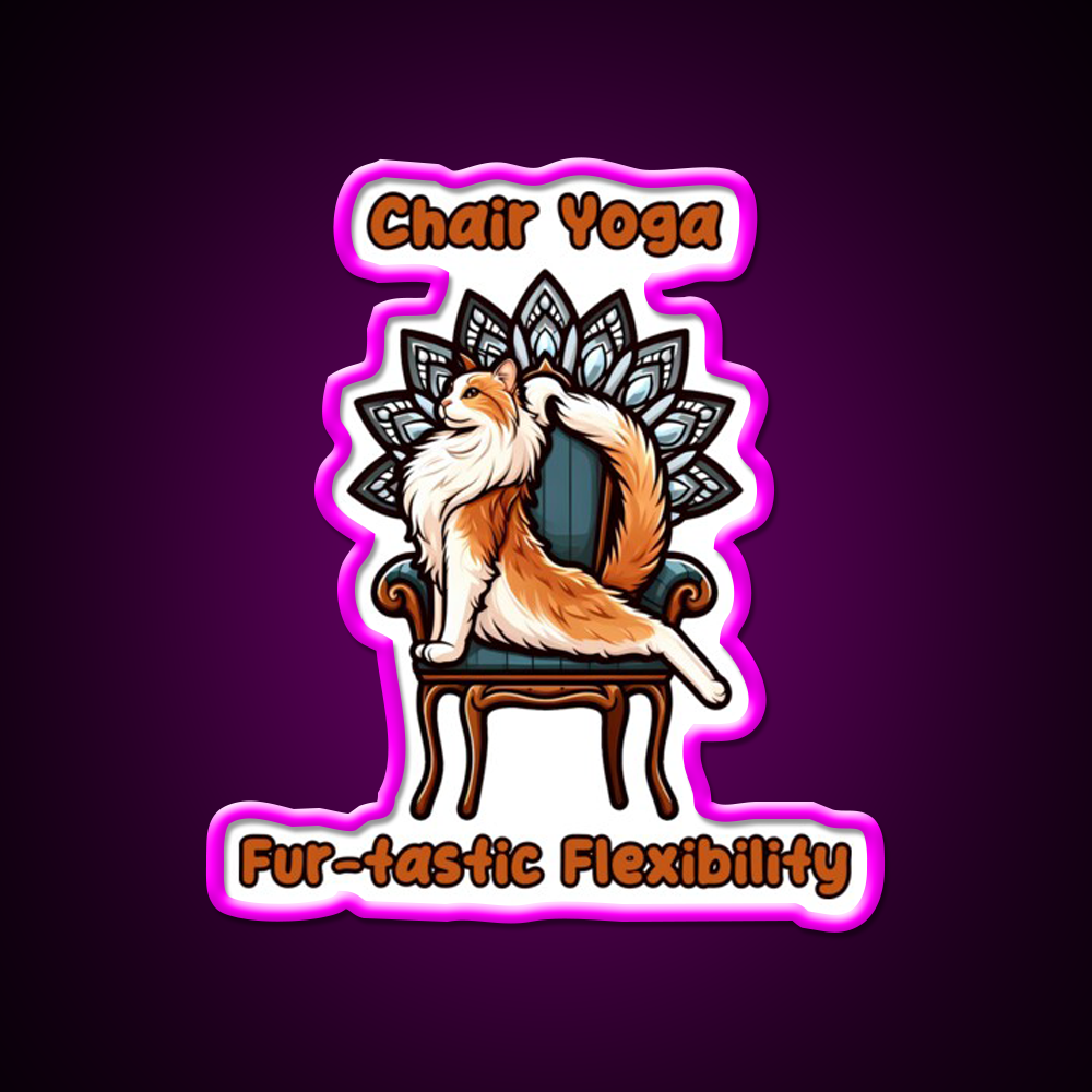 Chair Yoga Cat Pose Yoga Led Neon Sign For Wellness Space Rgb Color