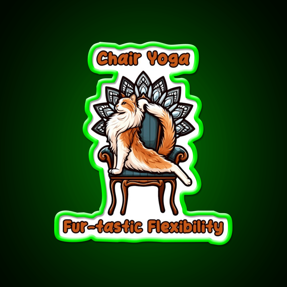 Chair Yoga Cat Pose Yoga Led Neon Sign For Wellness Space Rgb Color - Shineneon
