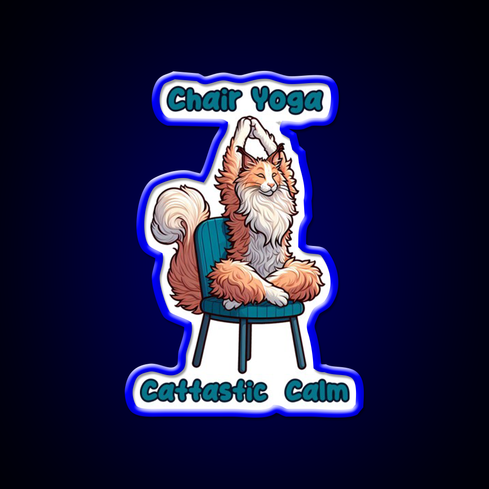 Chair Yoga Cat Pose Yoga Led Neon Sign For Wellness Space Wall Decor Rgb Color