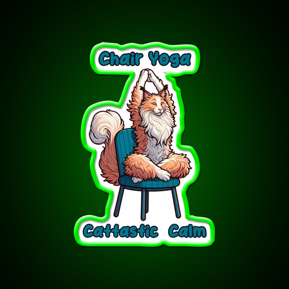 Chair Yoga Cat Pose Yoga Led Neon Sign For Wellness Space Wall Decor Rgb Color