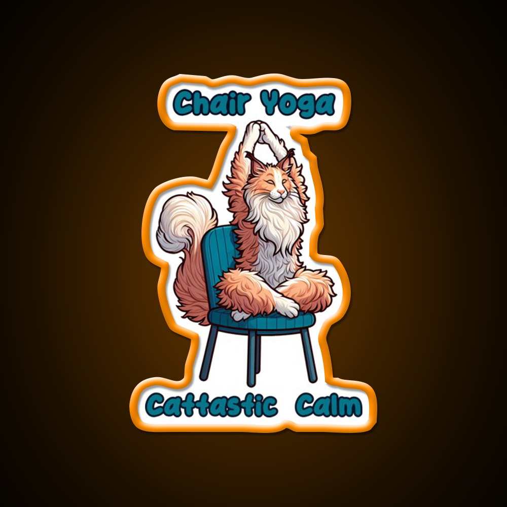 Chair Yoga Cat Pose Yoga Led Neon Sign For Wellness Space Wall Decor Rgb Color