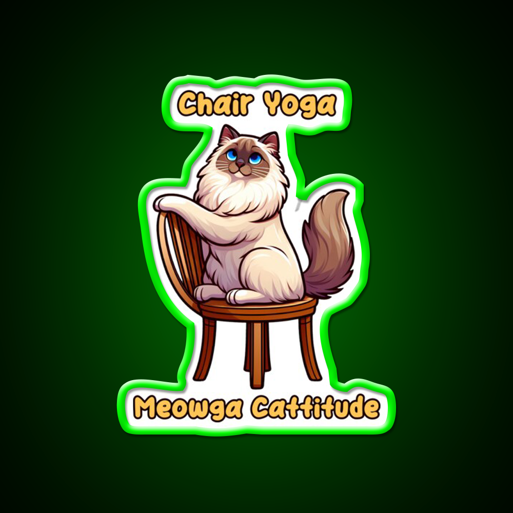 Chair Yoga Cat Pose Yoga Led Neon Sign For Wellness Space Yoga Corner Rgb Color