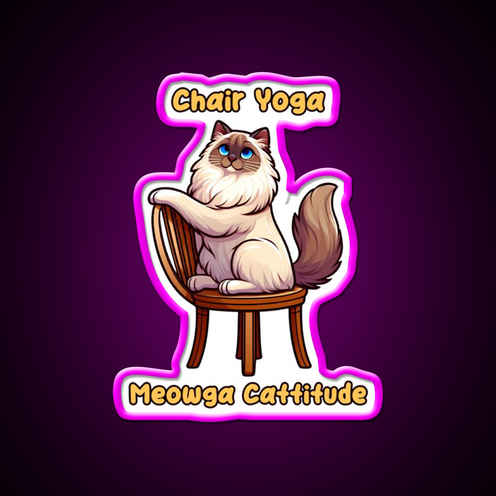 Chair Yoga Cat Pose Yoga Led Neon Sign For Wellness Space Yoga Corner Rgb Color