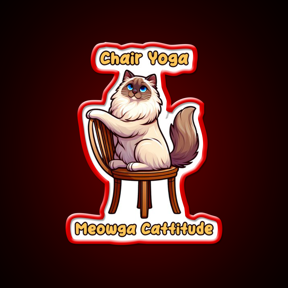 Chair Yoga Cat Pose Yoga Led Neon Sign For Wellness Space Yoga Corner Rgb Color