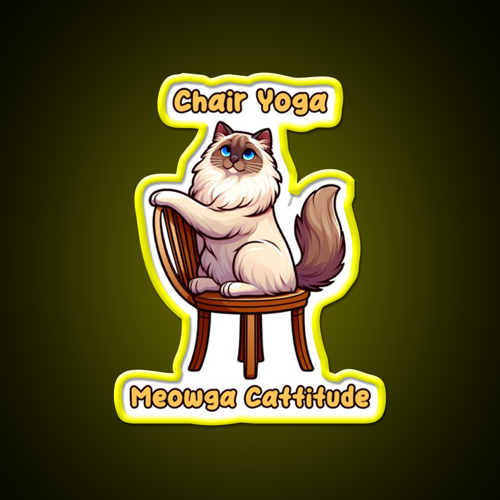 Chair Yoga Cat Pose Yoga Led Neon Sign For Wellness Space Yoga Corner Rgb Color