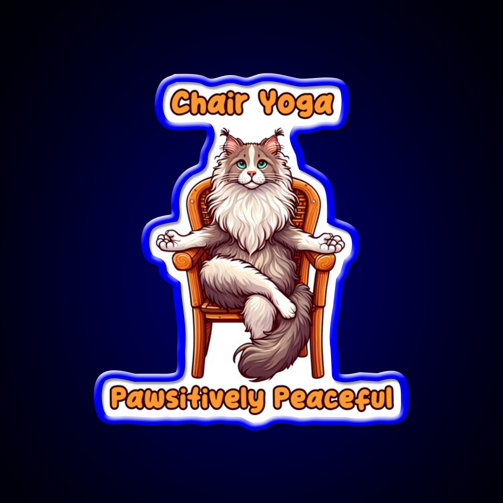 Chair Yoga Cat Pose Yoga Led Neon Sign For Wellness Space Yoga Practice Rgb Color