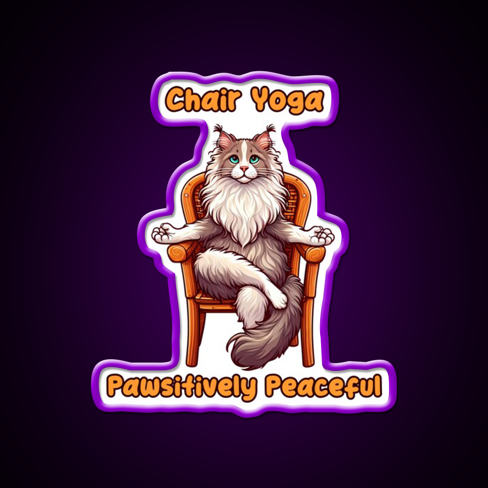 Chair Yoga Cat Pose Yoga Led Neon Sign For Wellness Space Yoga Practice Rgb Color