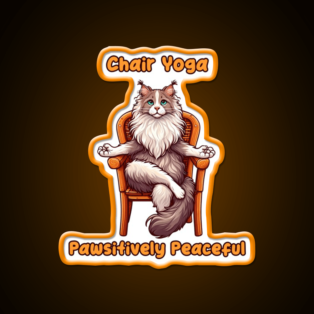 Chair Yoga Cat Pose Yoga Led Neon Sign For Wellness Space Yoga Practice Rgb Color - Shineneon