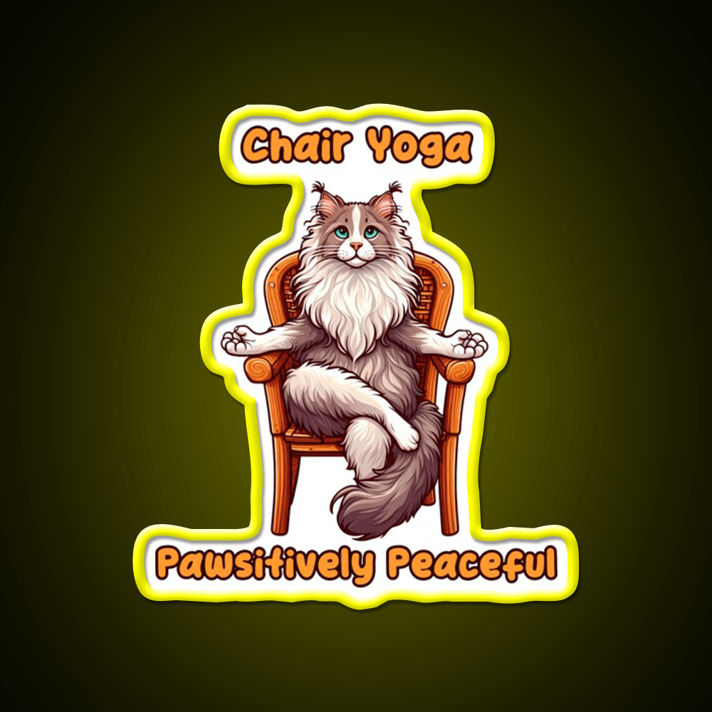 Chair Yoga Cat Pose Yoga Led Neon Sign For Wellness Space Yoga Practice Rgb Color - Shineneon