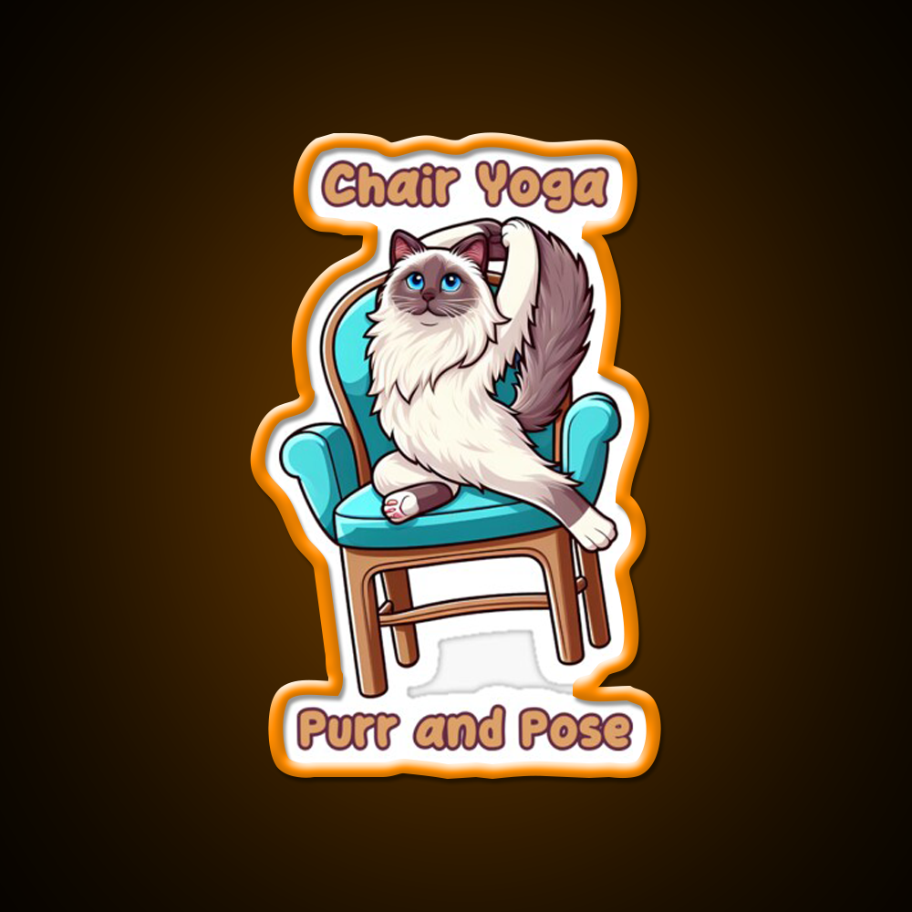 Chair Yoga Cat Pose Yoga Led Neon Sign For Wellness Space Yoga Room Rgb Color