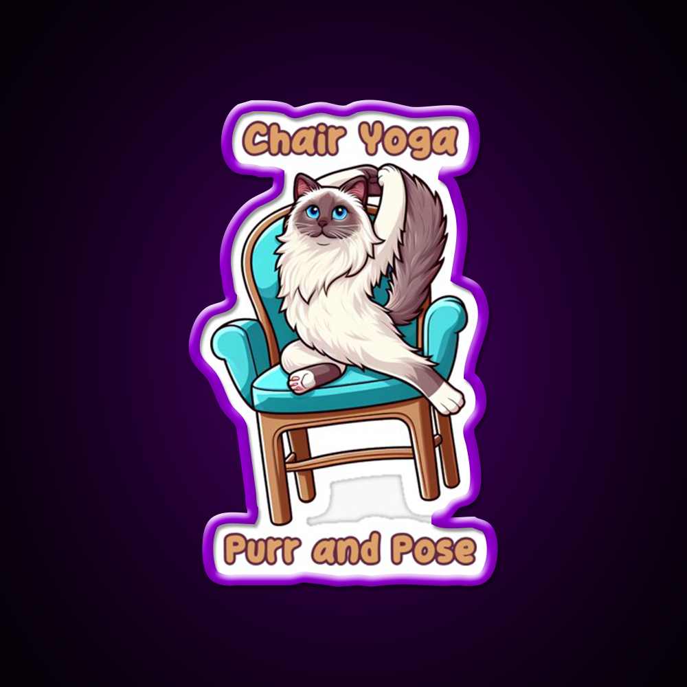 Chair Yoga Cat Pose Yoga Led Neon Sign For Wellness Space Yoga Room Rgb Color