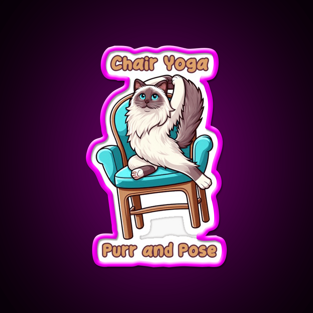 Chair Yoga Cat Pose Yoga Led Neon Sign For Wellness Space Yoga Room Rgb Color - Shineneon