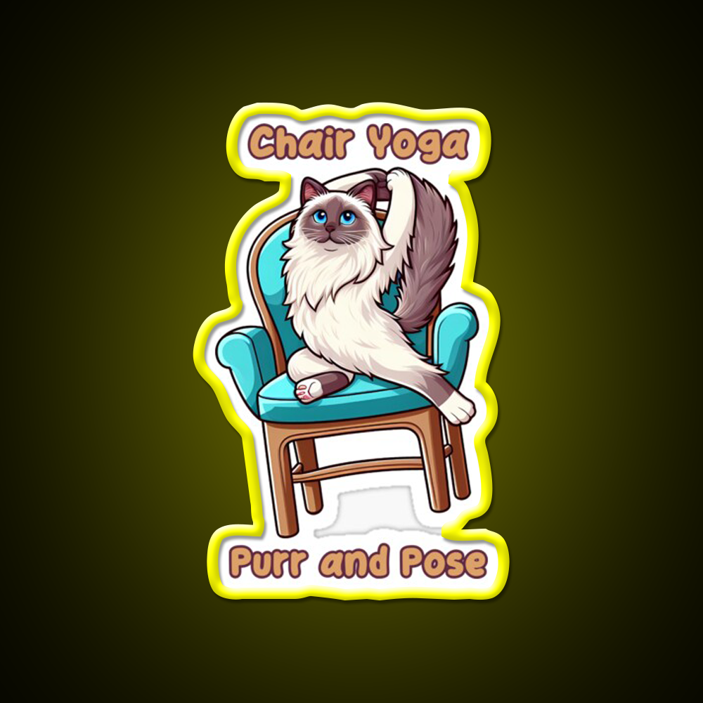 Chair Yoga Cat Pose Yoga Led Neon Sign For Wellness Space Yoga Room Rgb Color
