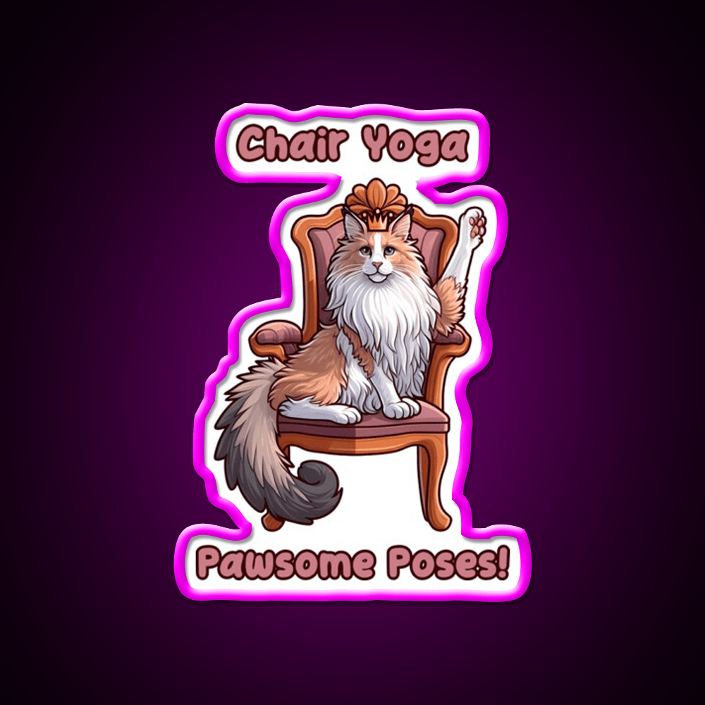 Chair Yoga Cat Pose Yoga Led Neon Sign Wall Sign Rgb Color - Shineneon