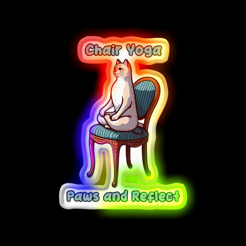 Chair Yoga Cat Pose Yoga Led Neon Sign Yoga Studio For Yogis Rgb Color