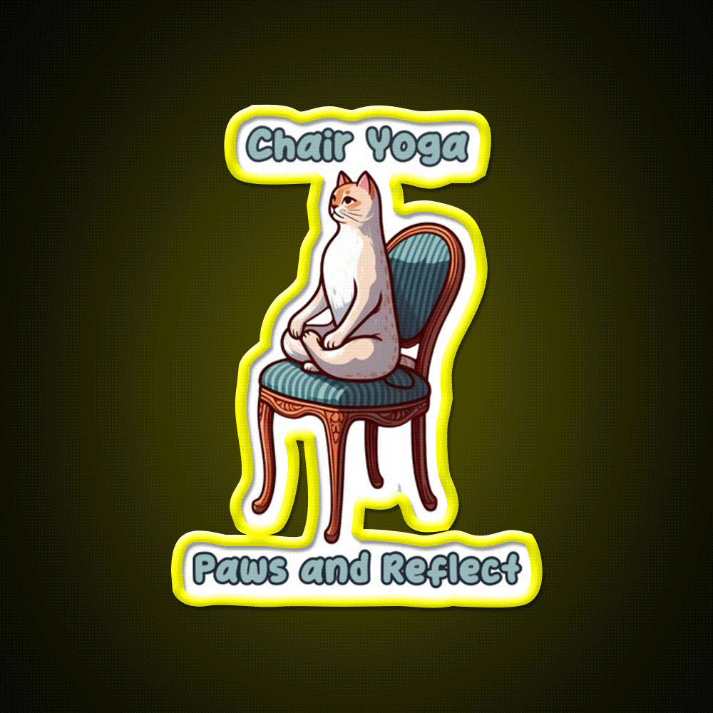 Chair Yoga Cat Pose Yoga Led Neon Sign Yoga Studio For Yogis Rgb Color