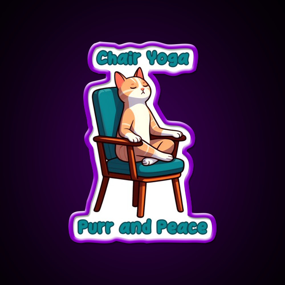 Chair Yoga Cat Pose Yoga Led Neon Sign Yoga Studio Wall Decor Rgb Color