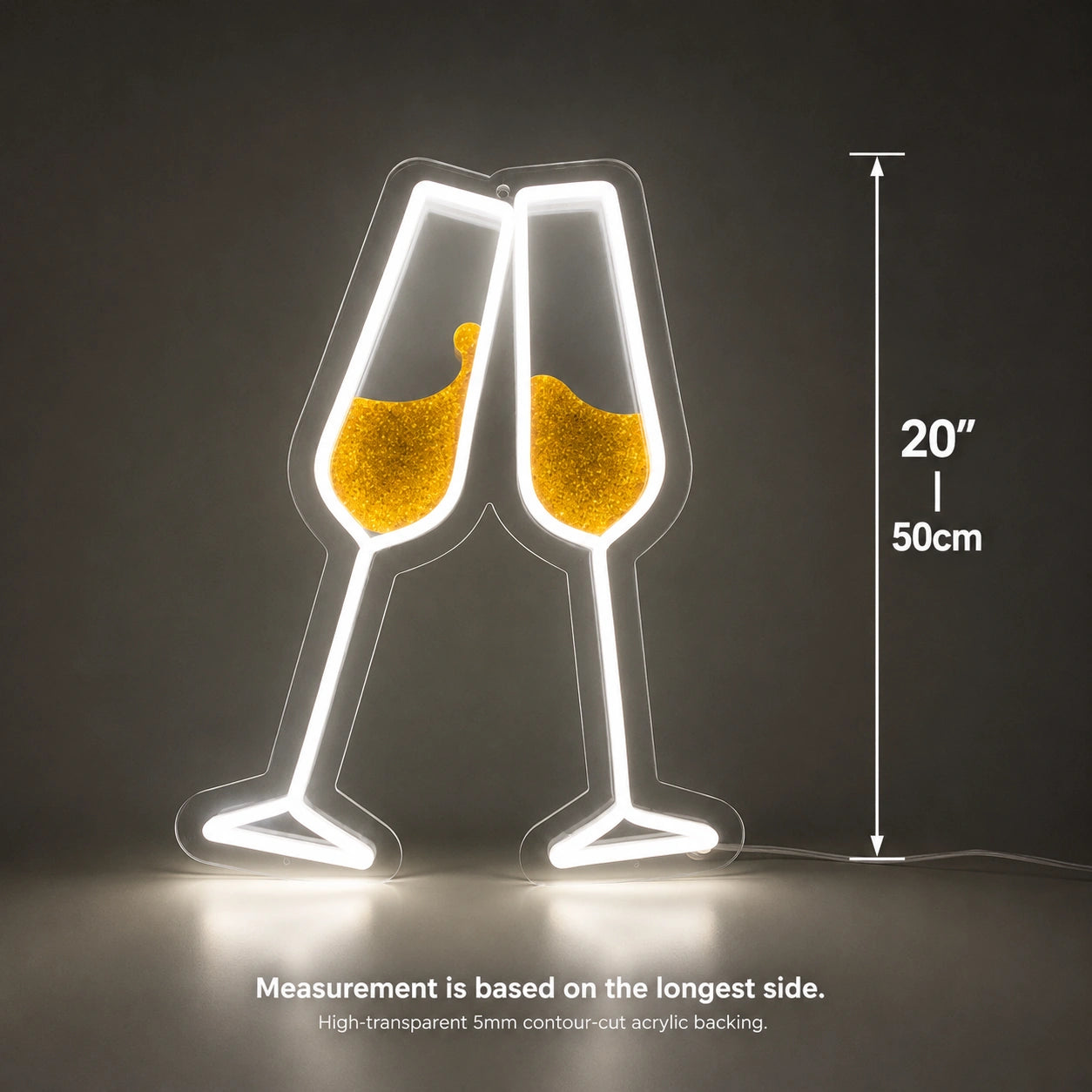 Champagne Glasses Neon Sign Wall Art LED Neon Sign size image