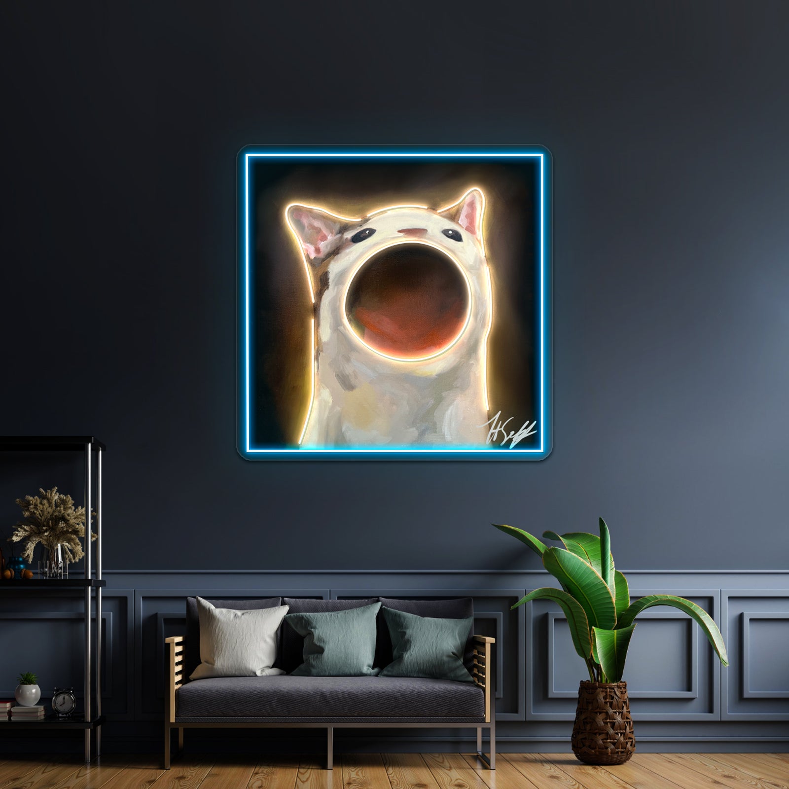 Chaotic Pop Cat Funny Design Artwork Business Neon Sign