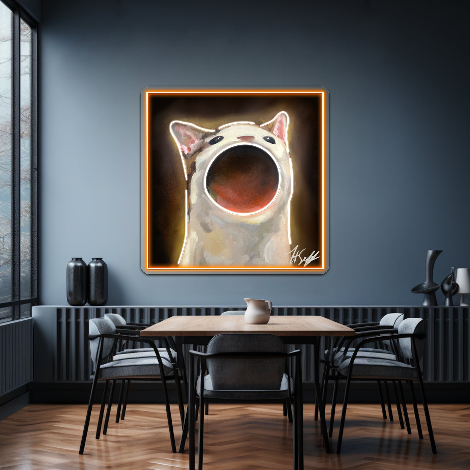 Chaotic Pop Cat Funny Design Artwork Business Neon Sign