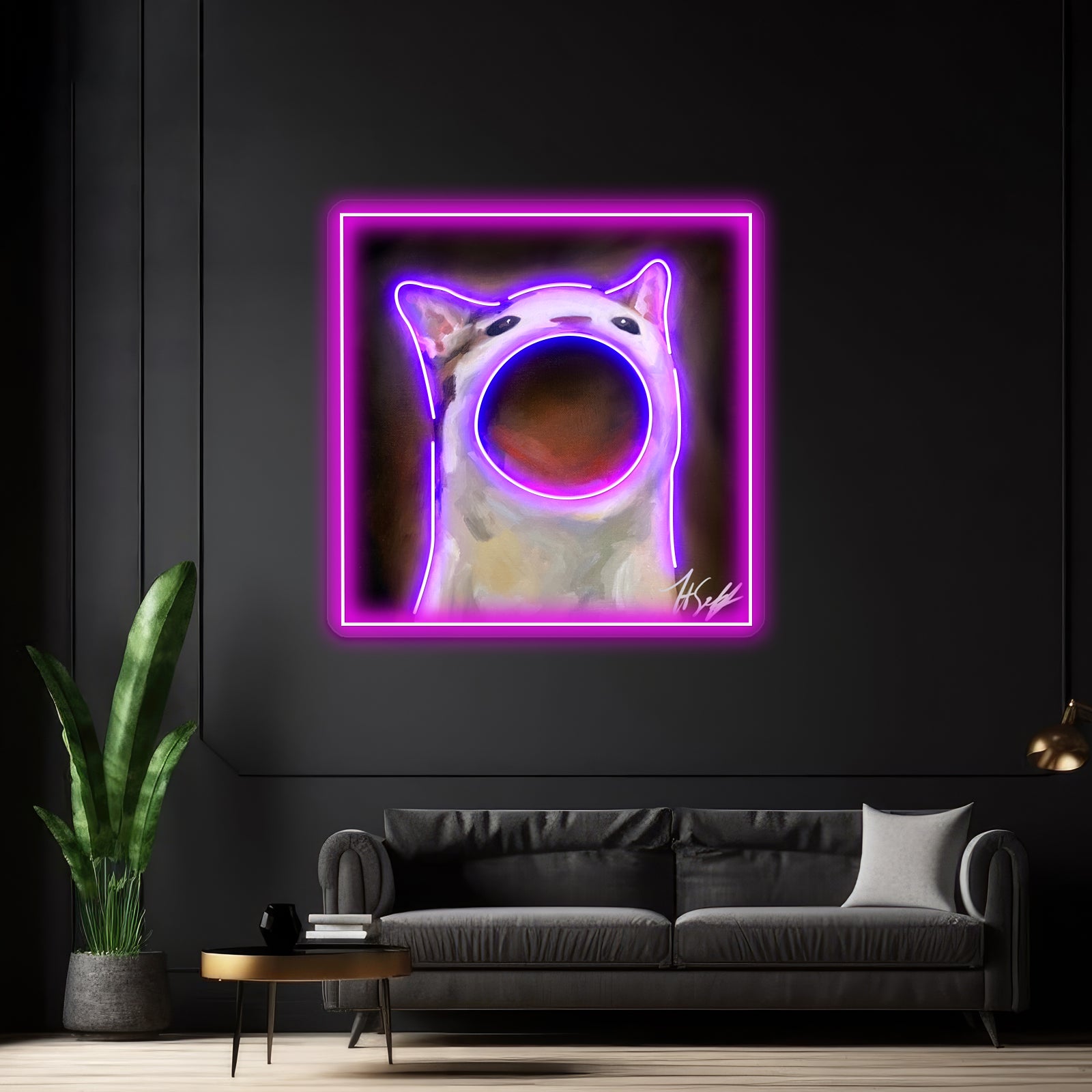 Chaotic Pop Cat Funny Design Artwork Business Neon Sign