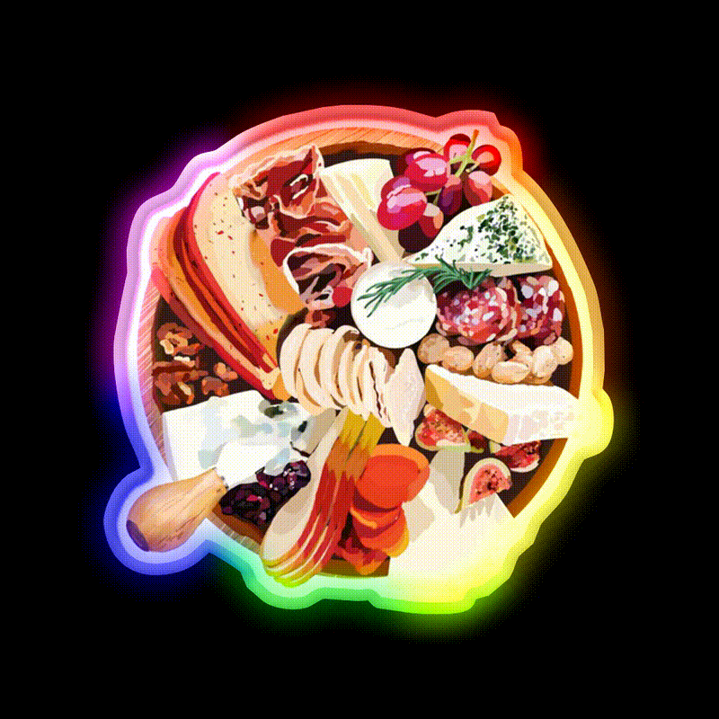 Charcuterie Cheese Board Snack Food Led Neon Sign Rgb Color - LED neon sign close-up detail