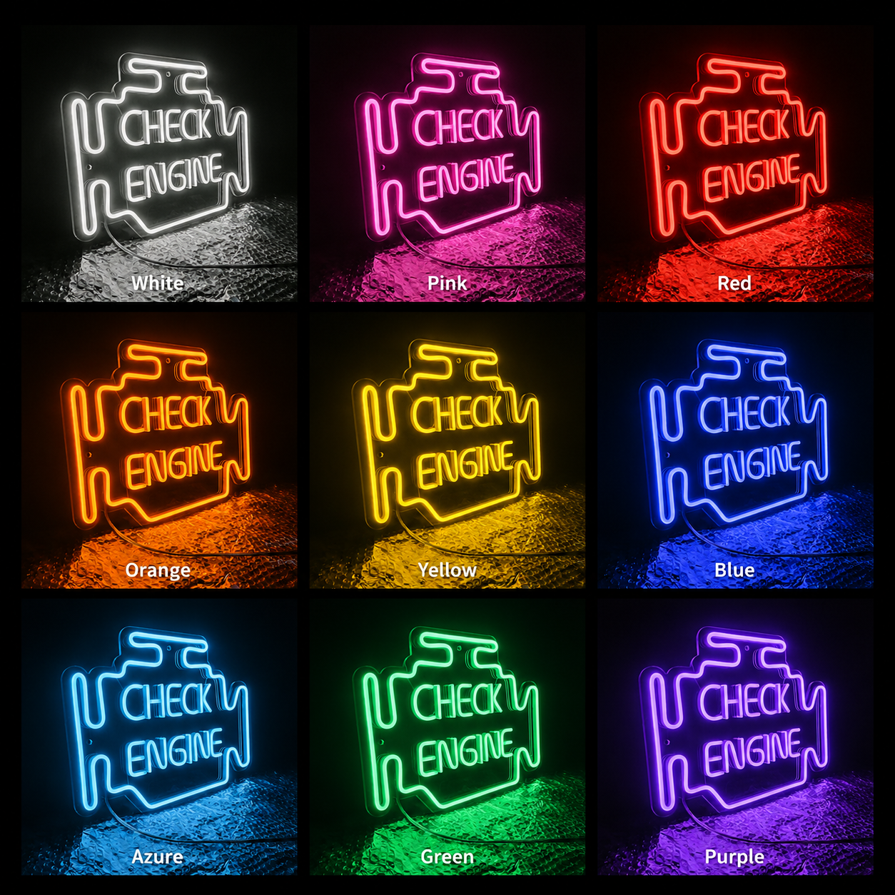 Check Engine LED Neon Sign - 05 Color Grid
