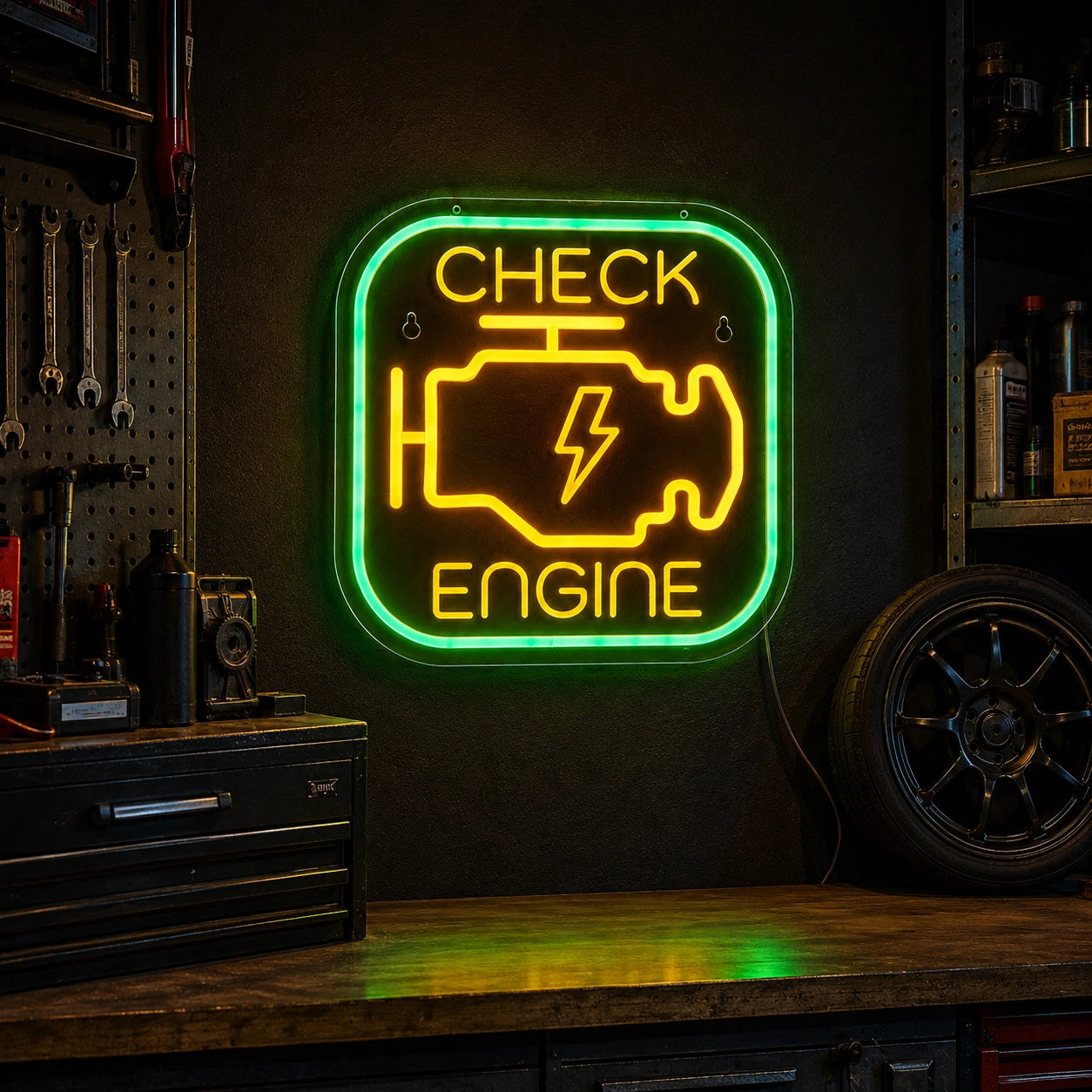 Check Engine Lightning LED Neon Sign size image