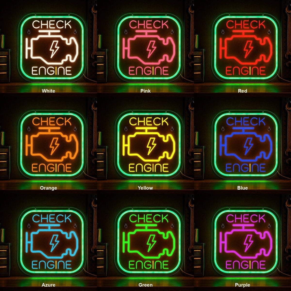 Check Engine Lightning LED Neon Sign - Shineneon