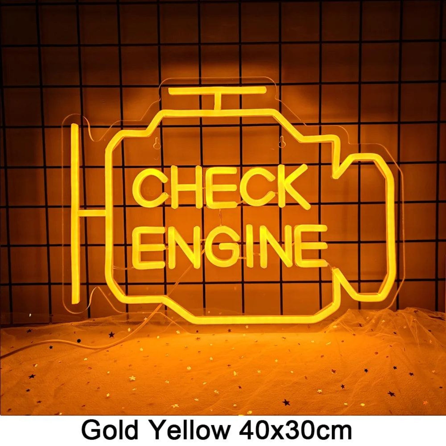 Check Engine Red-Yellow Led Neon Sign For Garage Decor | Shineneon