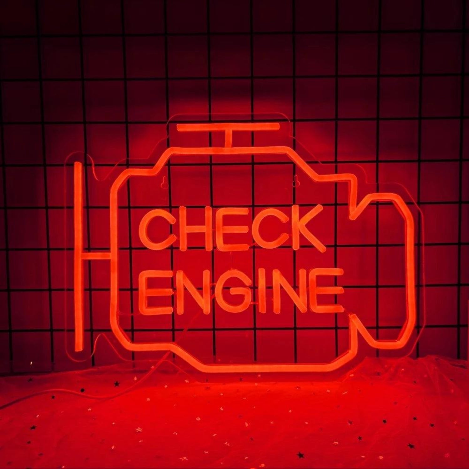 Check Engine Red-Yellow Led Neon Sign For Garage Decor | Shineneon