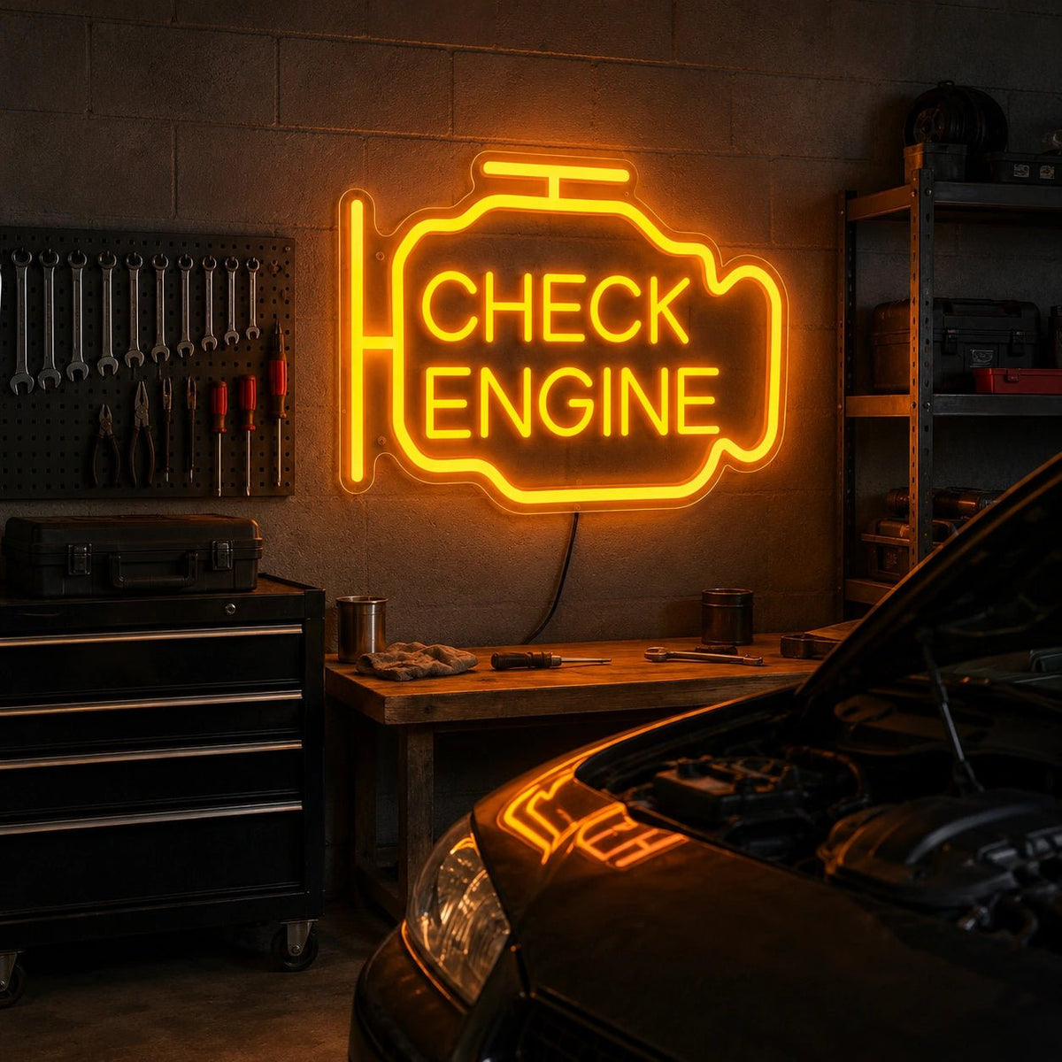 Check Engine Warning Outline LED Neon Sign - Shineneon