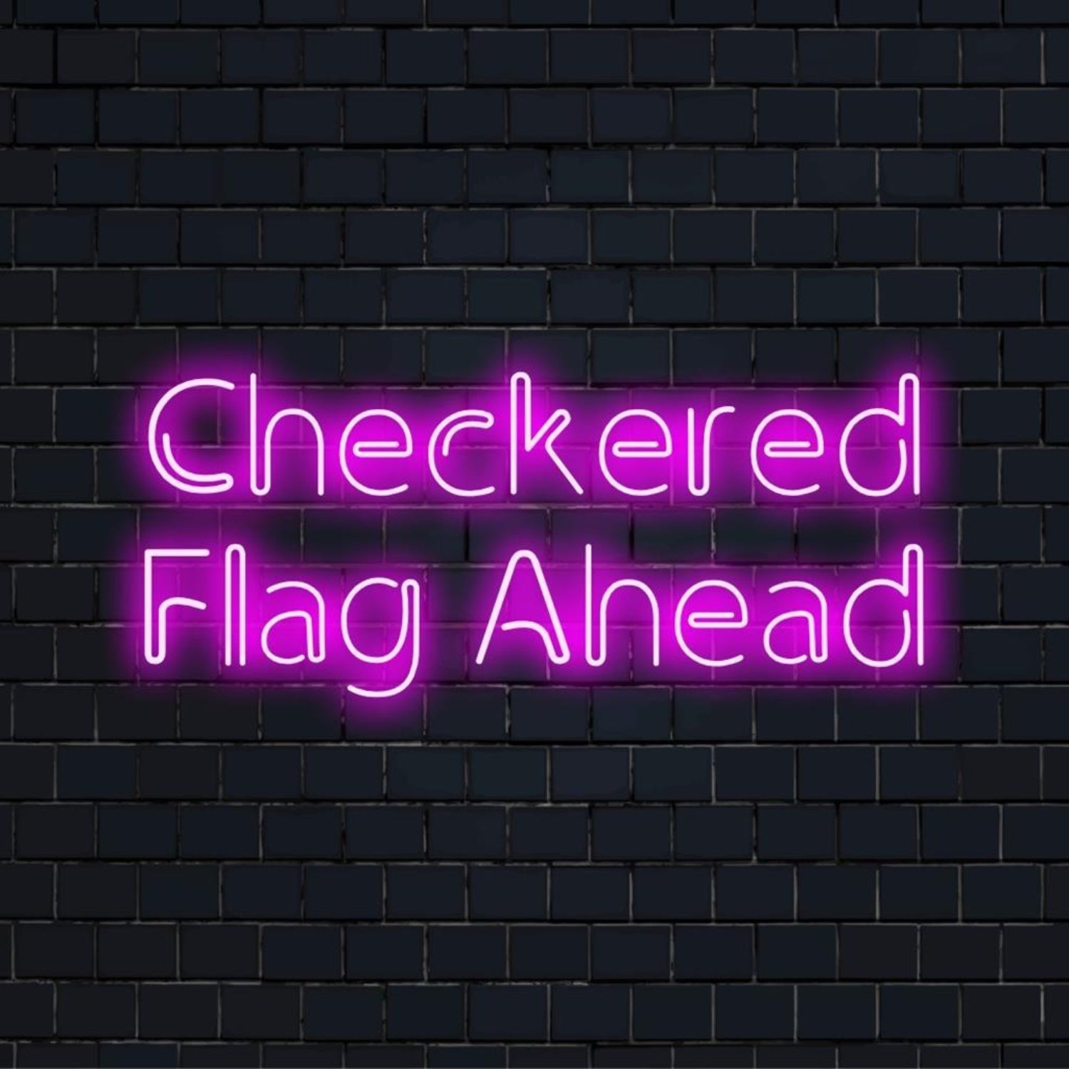 Checkered Flag Ahead Purple Led Neon Sign For Racing-Themed Decor | Shineneon