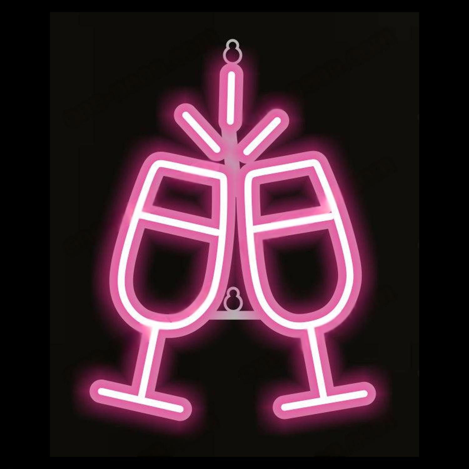 Cheer Pink Clinking Glasses Led Neon Sign Tabletop Bar Party Decor | Shineneon
