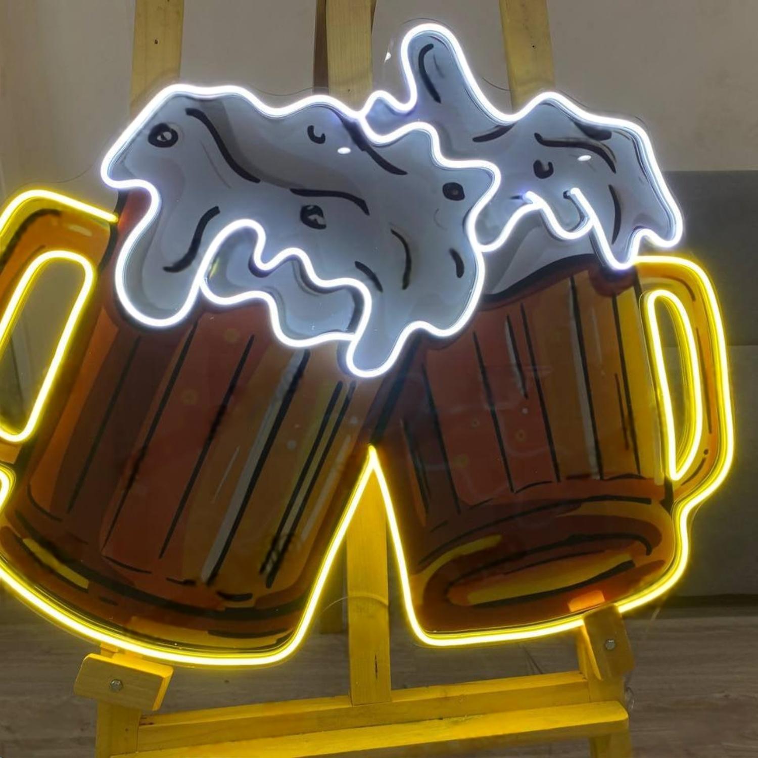 Cheers Bright Yellow Led Neon Sign For Home Bar Restaurant Wall Decor | Shineneon
