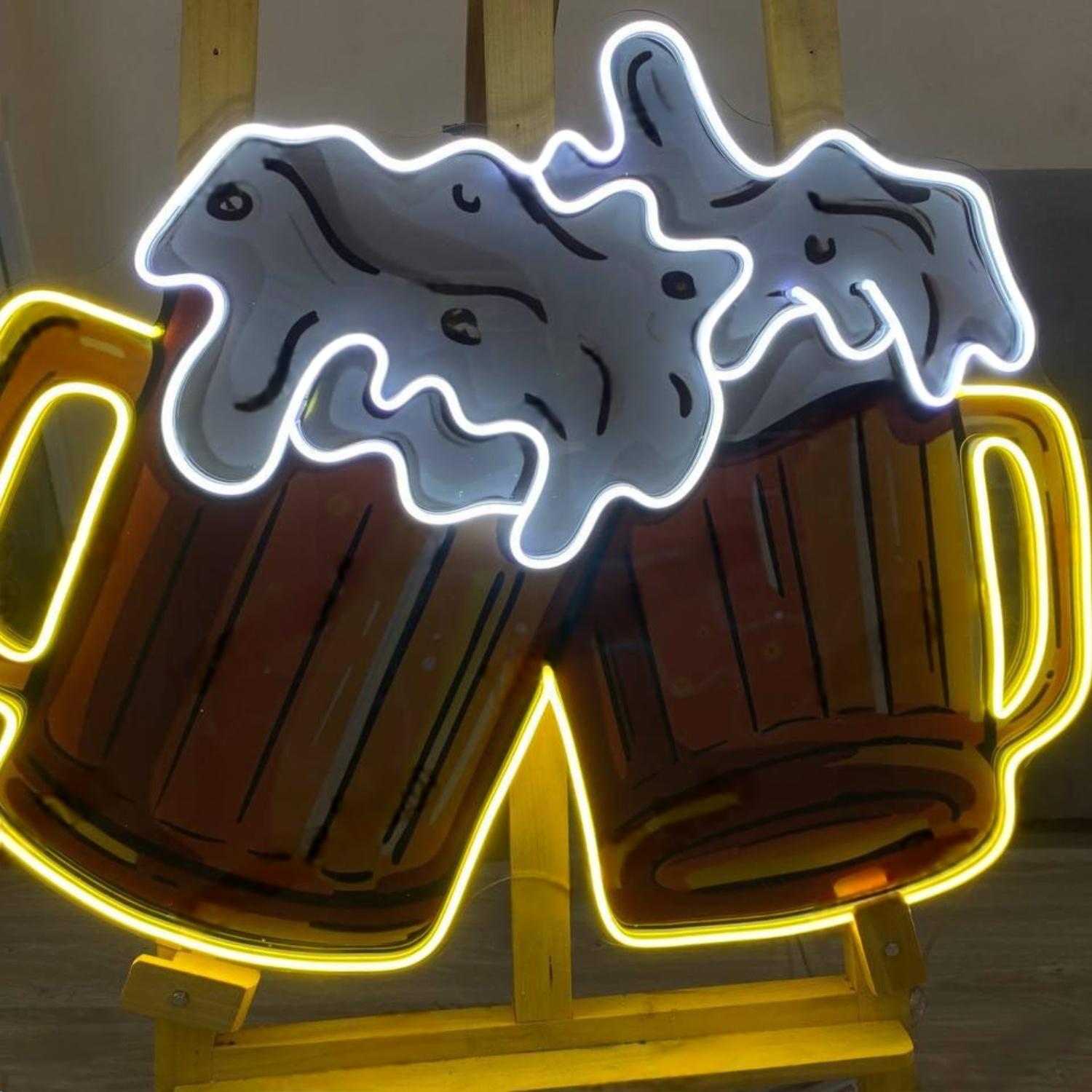 Cheers Bright Yellow Led Neon Sign For Home Bar Restaurant Wall Decor | Shineneon