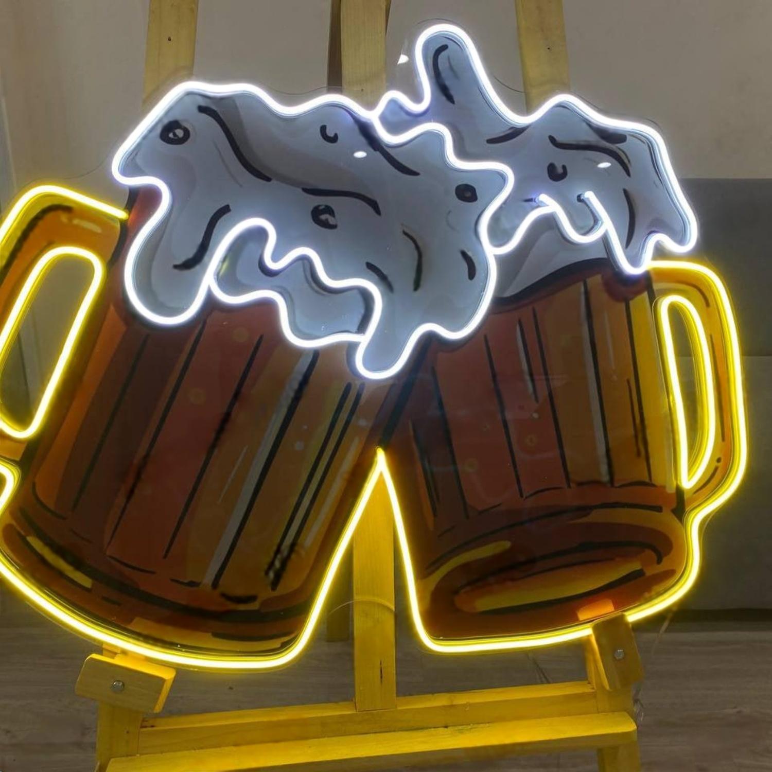 Cheers Bright Yellow Led Neon Sign For Home Bar Restaurant Wall Decor | Shineneon