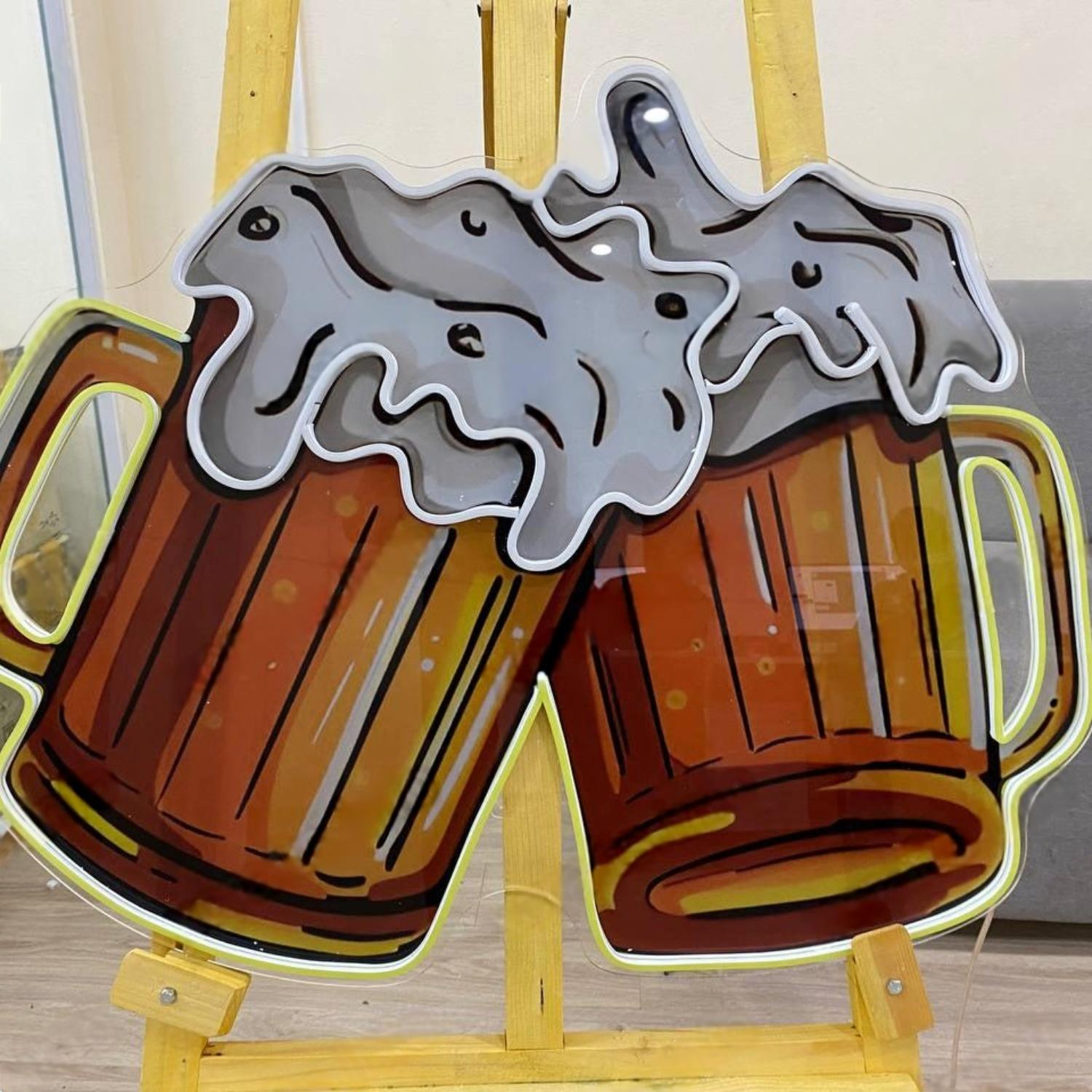 Cheers Bright Yellow Led Neon Sign For Home Bar Restaurant Wall Decor | Shineneon