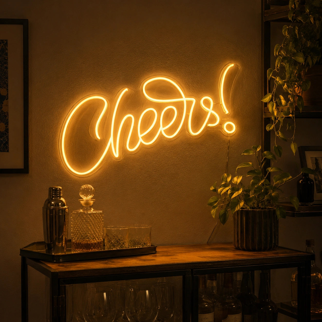 Cheers Champagne Neon Sign LED Neon Sign real lifestyle scene