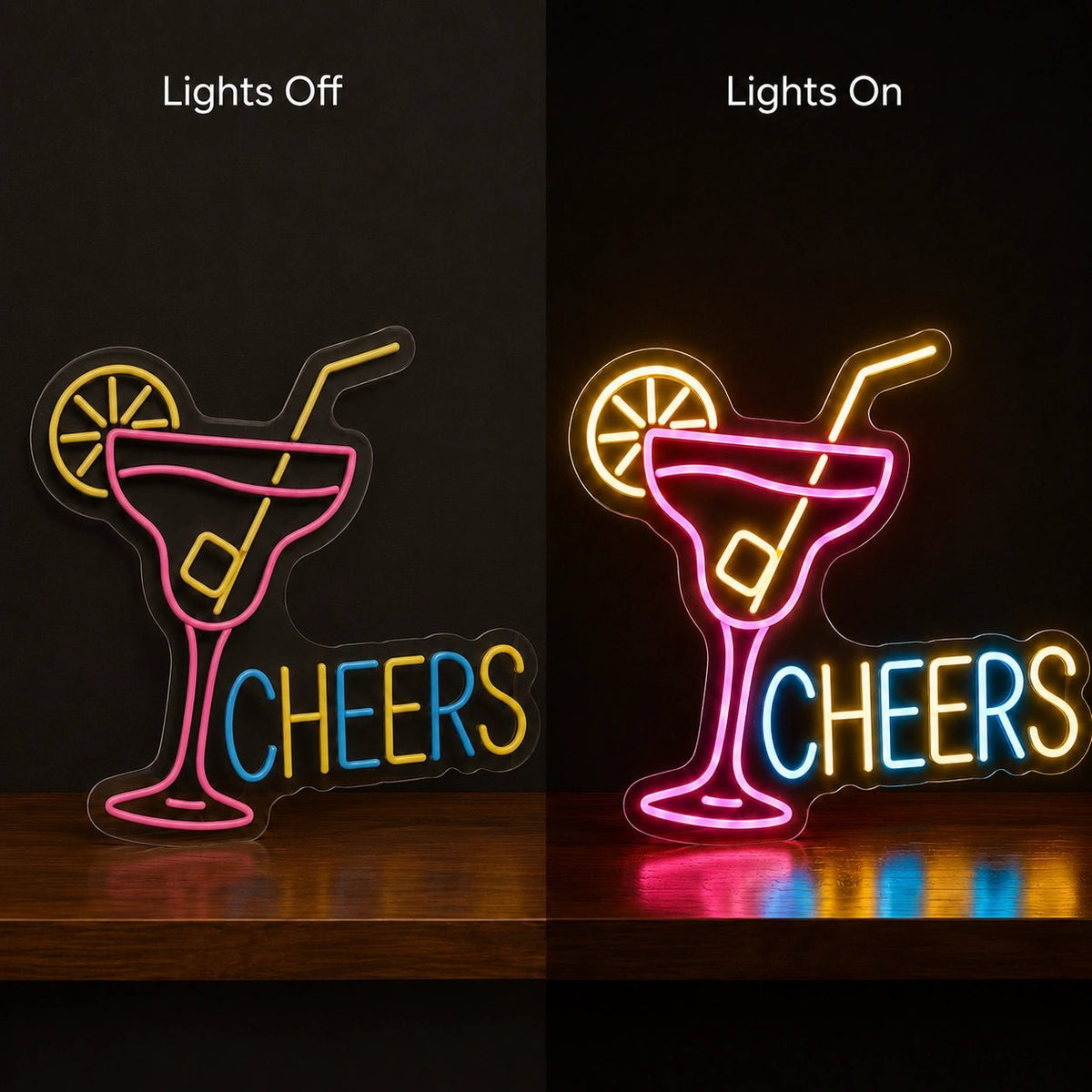 Cheers Cocktail Glass LED Neon Sign - Shineneon