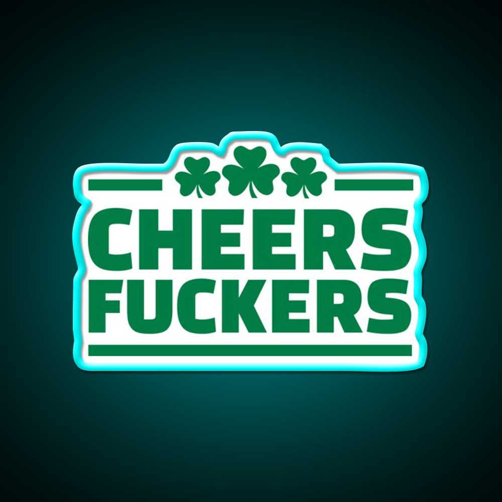 Cheers Lovers Irish Shamrock Beer Bar Decor Led Neon Sign Rgb Color - Size and dimension reference