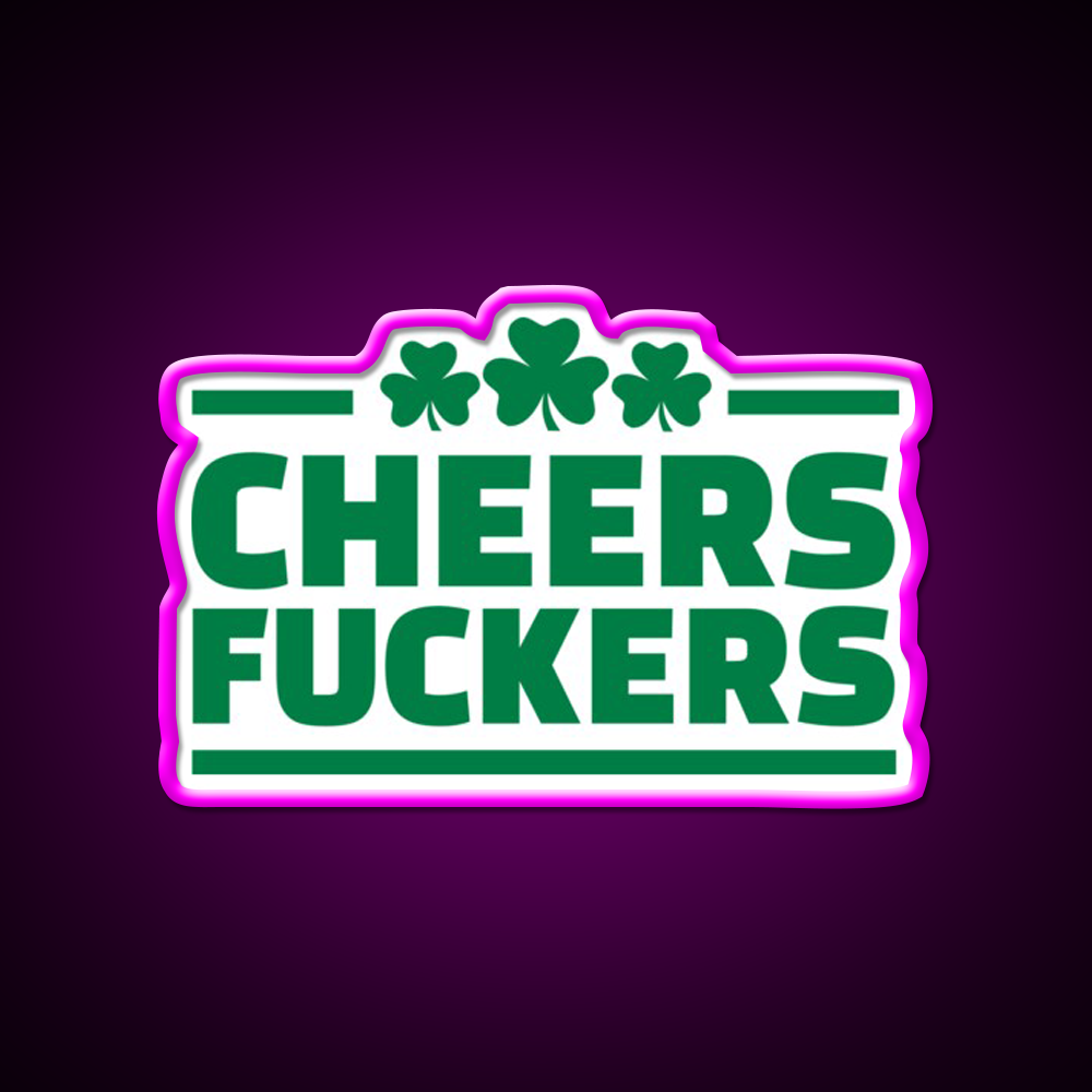 Cheers Lovers Irish Shamrock Beer Bar Decor Led Neon Sign Rgb Color - Neon sign mounted on wall in room