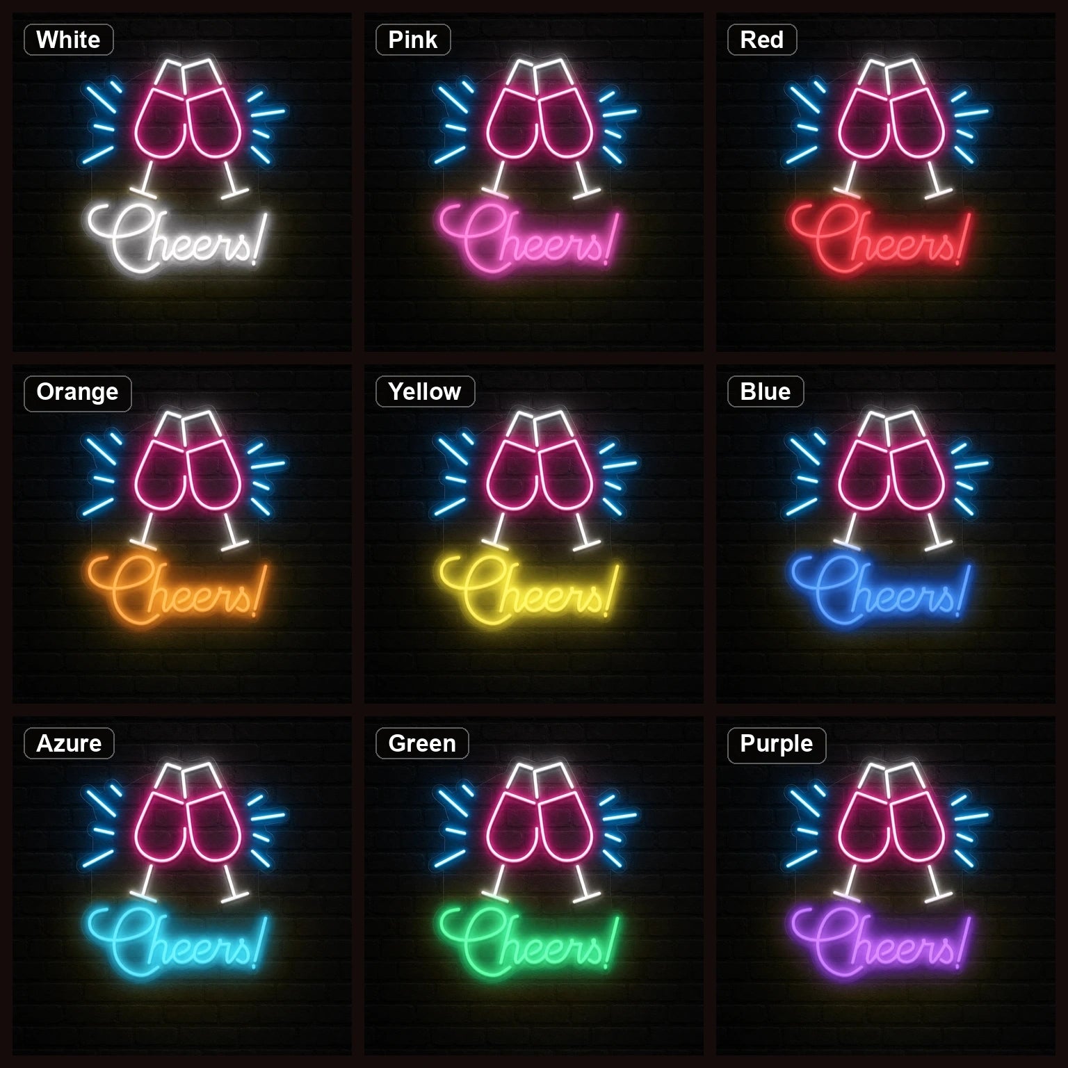 Cheers Man Cave LED Neon Sign Home Garage Wall Decoration color grid