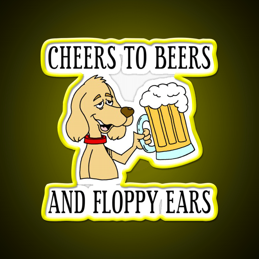 Cheers To Beers Floppy Ears Dog Beer Cartoon Beer Bar Decor Led Neon Sign Rgb Color - Custom LED neon sign front view
