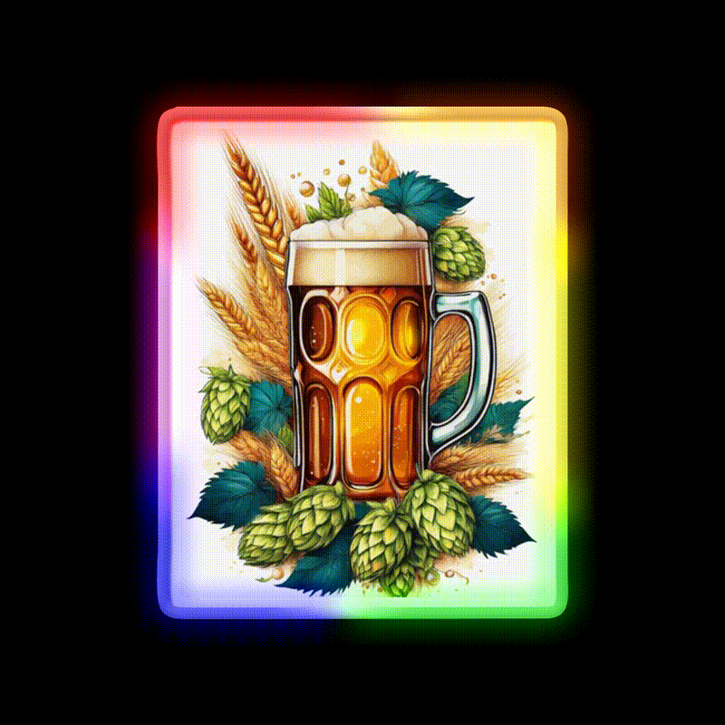 Cheers To Brews Around The World Beer Bar Decor Led Neon Sign Rgb Color - LED neon sign close-up detail