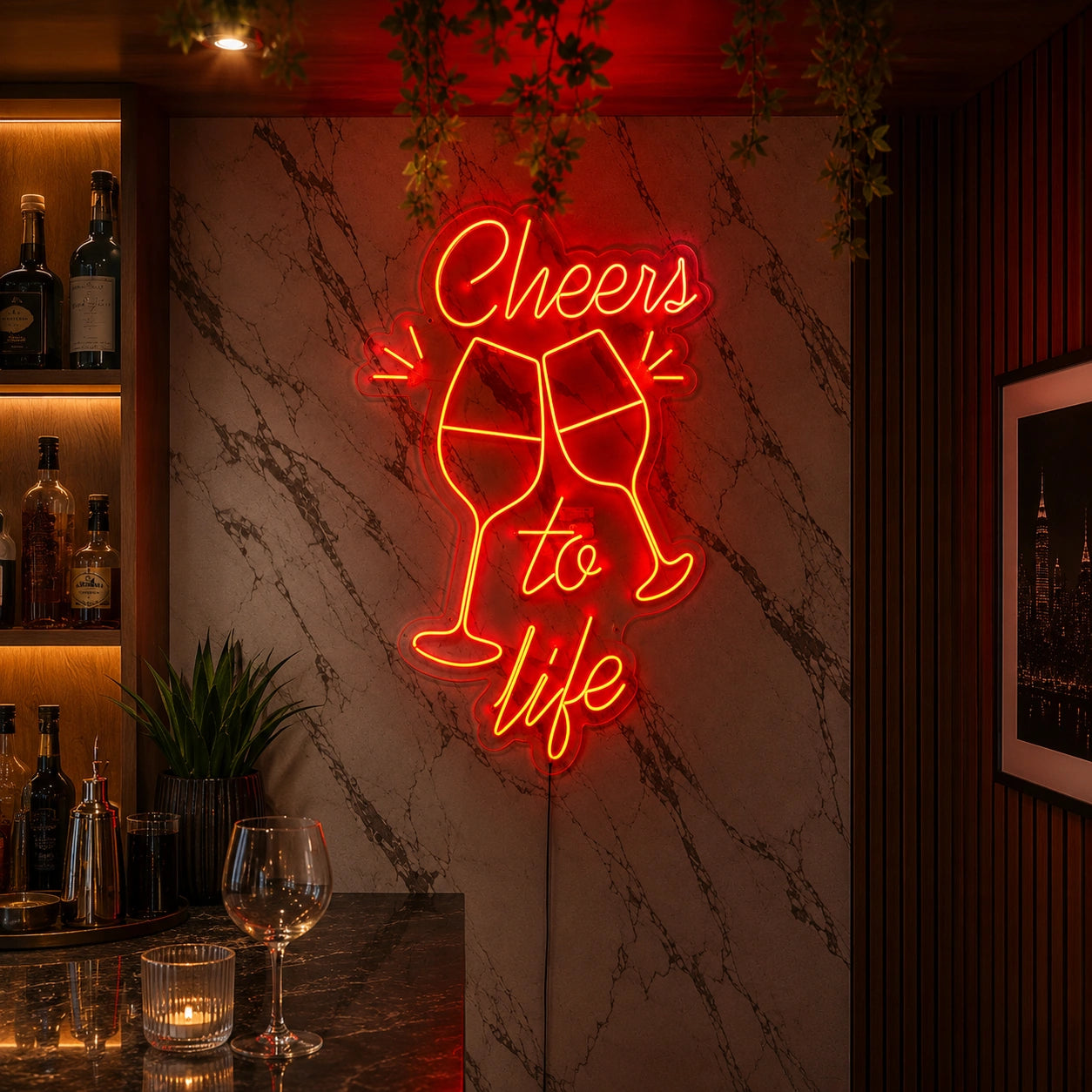 Cheers To Life Wine Glasses LED Neon Sign high-converting product image
