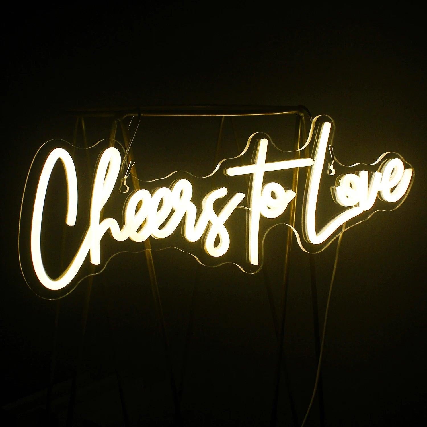 Cheers To Love White Script Led Neon Sign For Romantic Home Decor Dining Ambiance | Shineneon