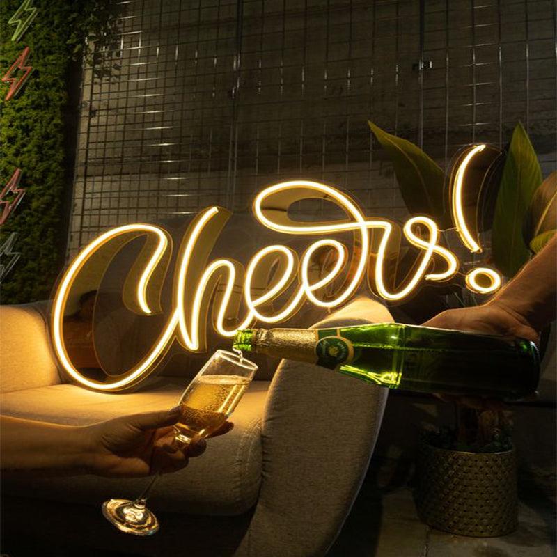 Cheers Warm White Handwritten Led Neon Sign For Party Bar Decor | Shineneon